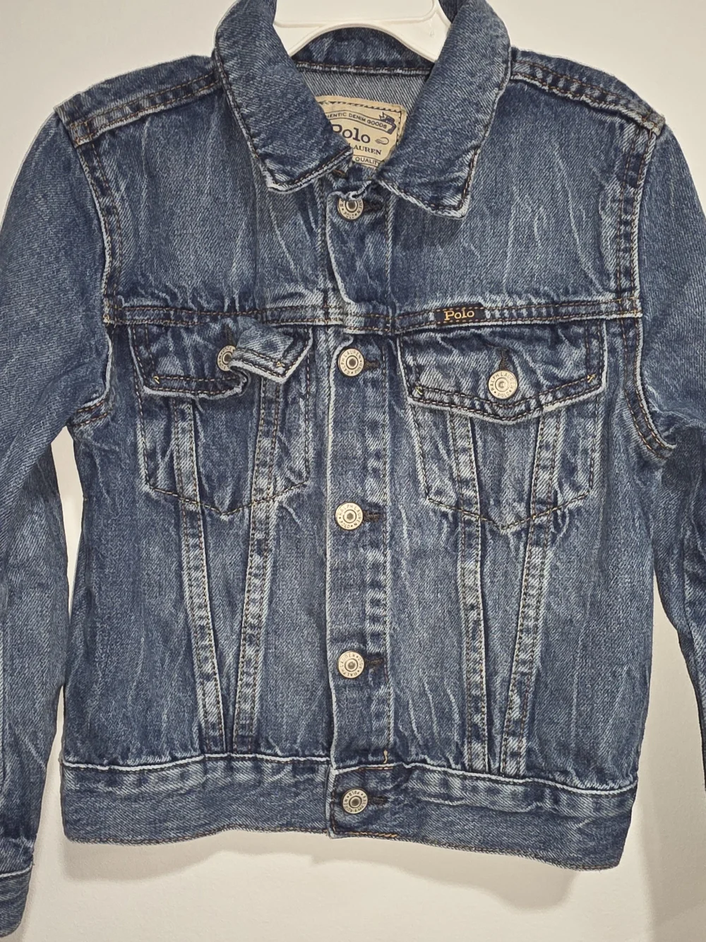 Polo by Ralph Lauren Trucker Denim Jacket with American Flag Patch